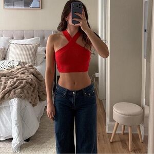 NWT House of Harlow 1960 Red  Crop Tank Top